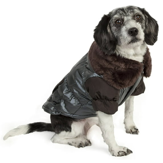Pet Life ® Track-Collared' Metallic Ultra Fur 3M Insulated Pet Dog Jacket