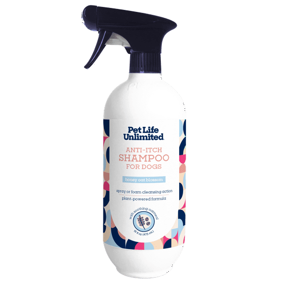 Pet Life Unlimited Anti-Itch Dog Shampoo with Two-Way Spray, Honey Oat Blossom, 16oz