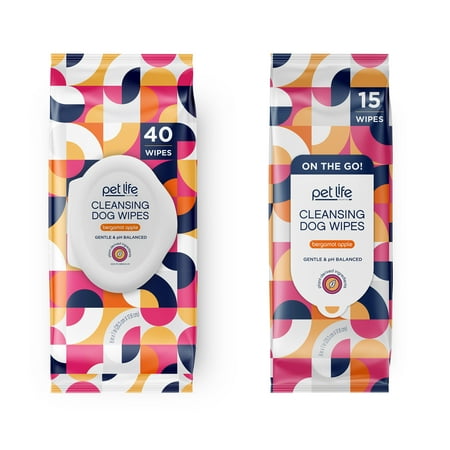 Pet Life Unlimited Cleansing Dog Wipes, Bergamot Apple Combo Pack, 40ct + 15ct