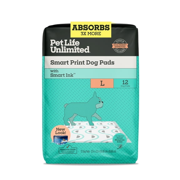 Pet Life Unlimited Smart Print Dog Pads, Large, 22" x 22", 12ct
