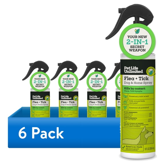 (6 pack) Pet Life Unlimited Rosemary Mint Flea & Tick Spray for Dogs, 10 fl oz