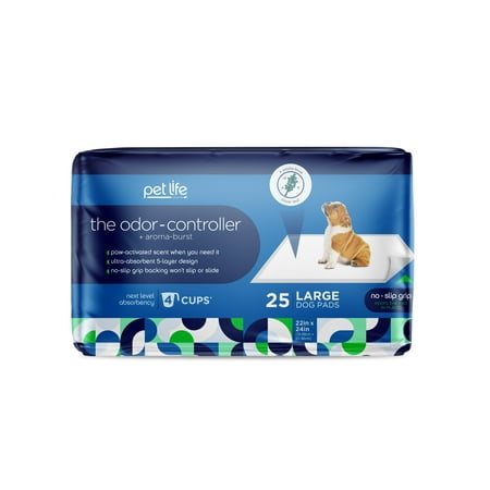 Pet Life Unlimited Odor Controller Dog Pads, Large, 25ct, Clover Leaf, Dog