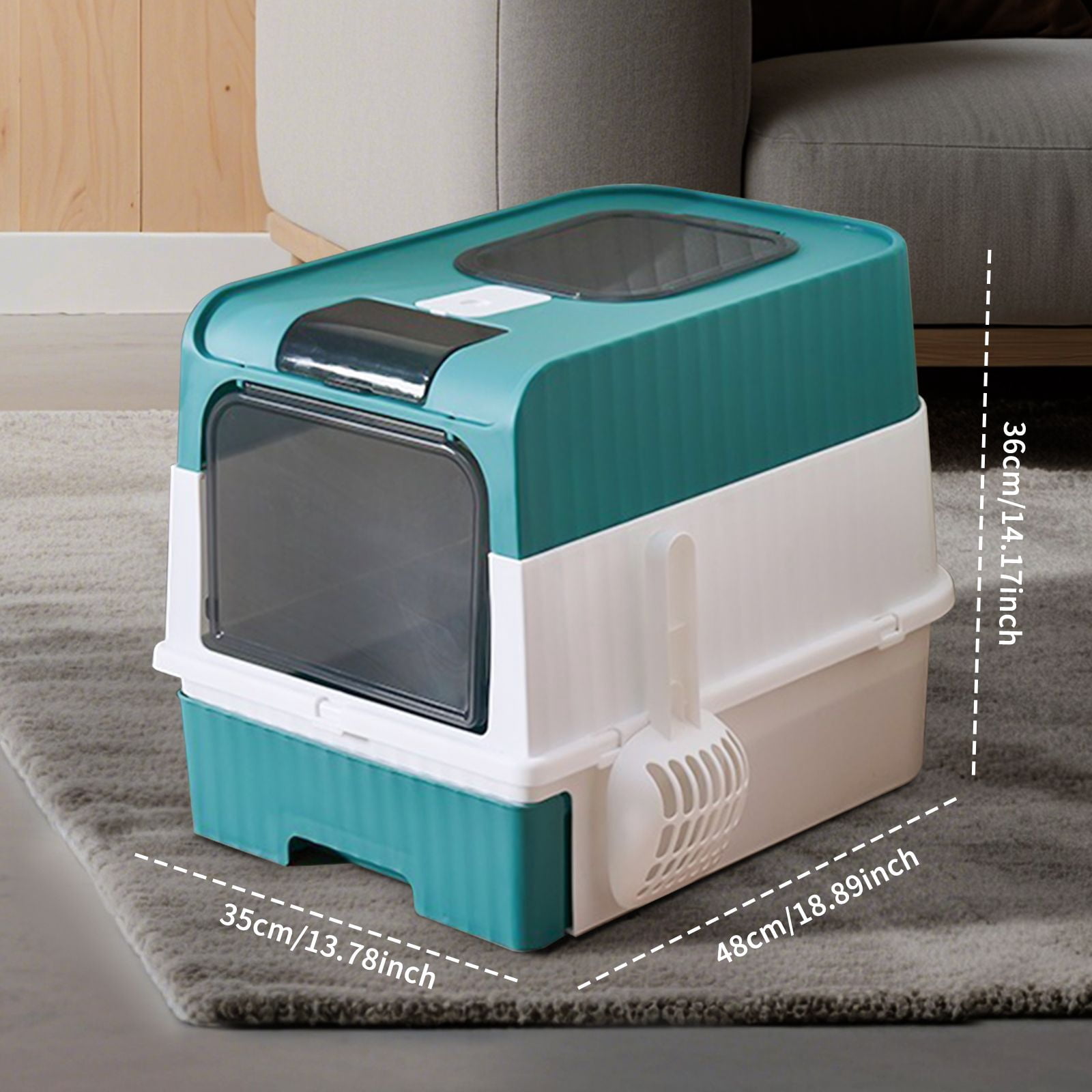 Pet Litter Box Fully Enclosed Spillproof Deodorant Cat Toilet Two-Way Shovel Large Capacity Cat Toilet Litter Box Closed Sandbox