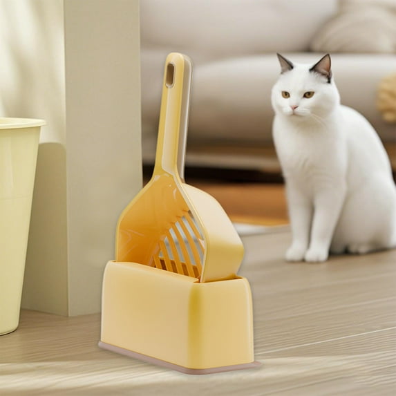 Pet Litter Shovel Poop Scoop Cleaning Tool Filtering Design Large Surface No Dead Corners Sloping Head Sand Leakage Prevention Comfortable Grip Hanging Storage