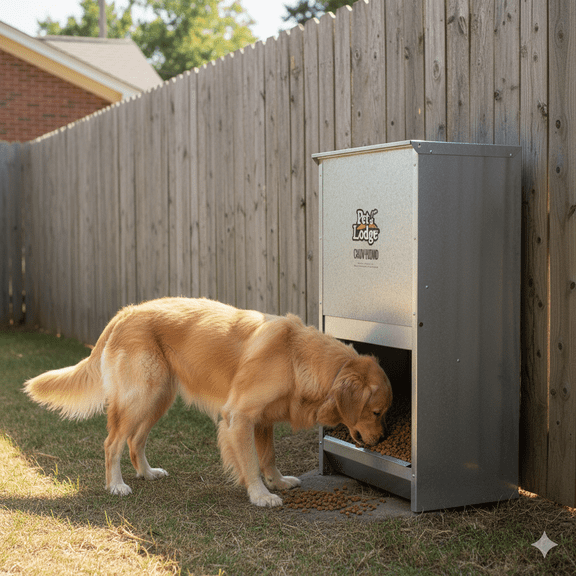 Pet Lodge Chow Hound 50 lb Dog Feeder - Galvanized Steel Automatic Chew-Proof
