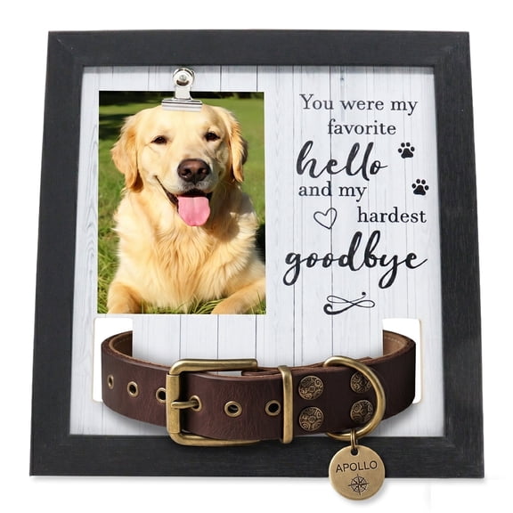 Kabuer Wooden Dog Memorial Photo Frame and Collar Holder Sympathy Gift