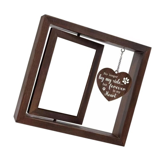 Elegant Wood Pet Memorial Frame for 4x6'' Photo Display Dog Cats Remembrances Picture Frame Sympathy Gifts for Pet Owner