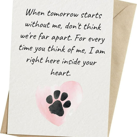 Pet Loss Sympathy Card Heartfelt Message with Paw Print Design Blank Inside Comforting Greeting for Loss of a Dog or Cat