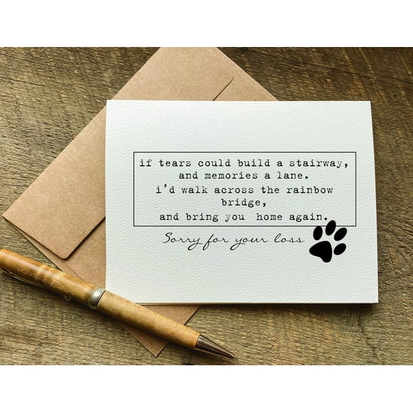 Pet Loss Sympathy Card "If Tears Could Build a Stairway" Poem Blank Inside for Personal Messages Thoughtful Gift for Mourning Pet Owners
