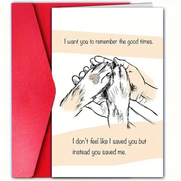 Pet Loss Sympathy Card "You Saved Me" Heartfelt Design Perfect for Remembering a Beloved Pet Envelope Included, Blank Inside, Ideal for Comforting Messages