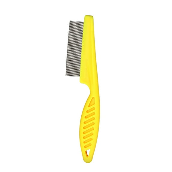 Pet Louse Comb Stainless Steel Narrow Smooth Tooth Hanging Hole Pet Grooming Brush Remove Dogs Cats Louse And Hair Massage Comb -Yellow,L