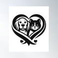 thumbnail image 1 of Pet Love: Dog And Cat In A Heart Logo Poster Wall Art, Modern Wall Decor, 8x12 UNFRAMED, 1 of 3