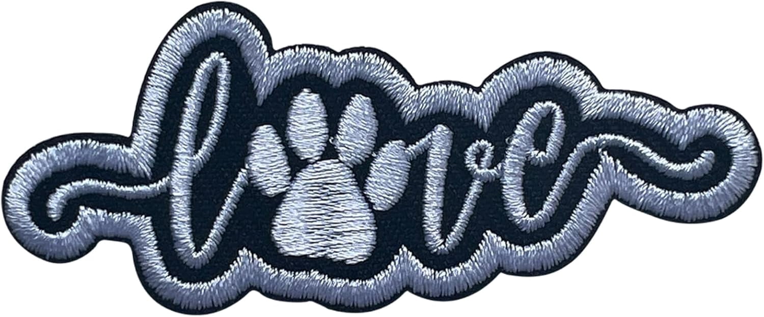 Pet Love Patch, 3 Inches Sew On Iron On Patches Embroidery Patches for Clothes Backpacks Hats Jeans Bags, Paw Print Pets Embroidered Patches, Cute Patches, DIY Iron On Patch for Pet Lovers