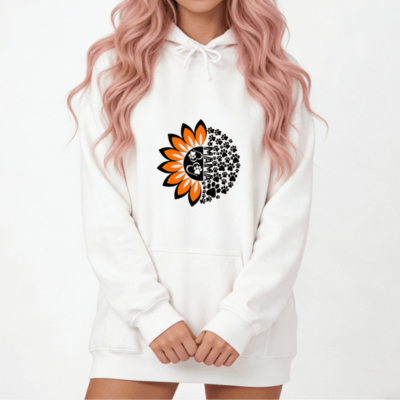 Pet Lover Inspired Dog Mama Floral Graphic Hoodie Womans Print White/Black Size S-2XL Daily Outing Comfort Tops