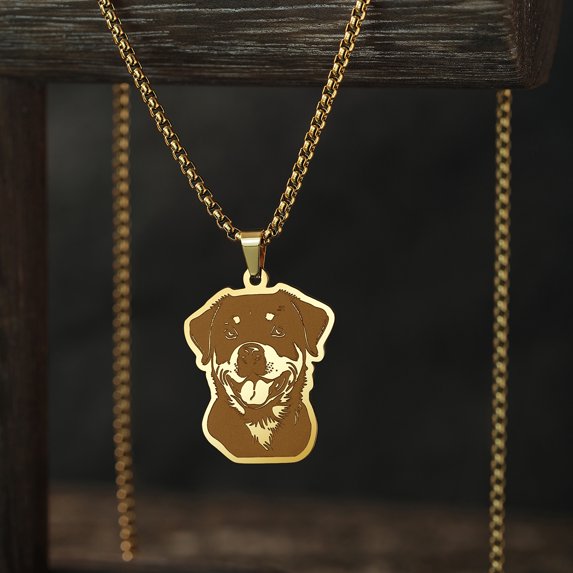 Pet Lover Rottweiler Pendant Necklace For Women Men Stainless Steel Jewelry Cartoon Dog Necklaces