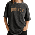 thumbnail image 1 of Pet Lover Themed Varsity DOG MOM with Heart Paw Print Wash Print Tshirt Graphic Tees Shirts Charcoal Oversize S-2XL Casual Tops, 1 of 4