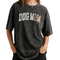 thumbnail image 1 of Pet Lover Themed Varsity DOG MOM with Heart Paw Print Wash Print Tshirt Graphic Tees Shirts Charcoal Oversize S-2XL Casual Tops, 1 of 4