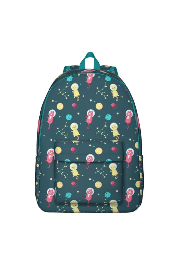 Pet Lover’s Backpack with Cute Cat Print, Waterproof College Bookbag with Funny Paw Pattern and Multi-Pocket Design