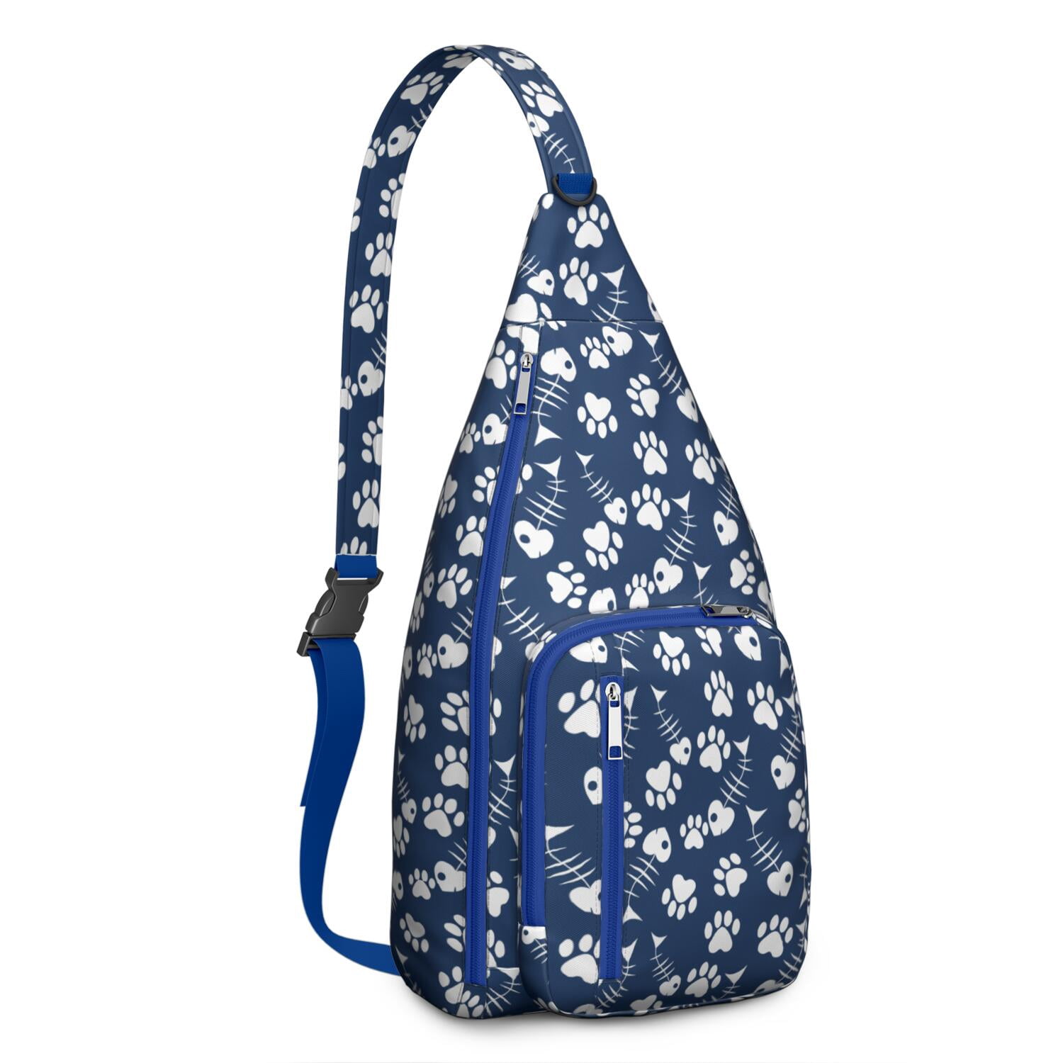 Pet Lover's Shoulder Bag - Hand-drawn Cat Graphic Sling Backpack (Lightweight Chest Bag, Easy Access Pockets)
