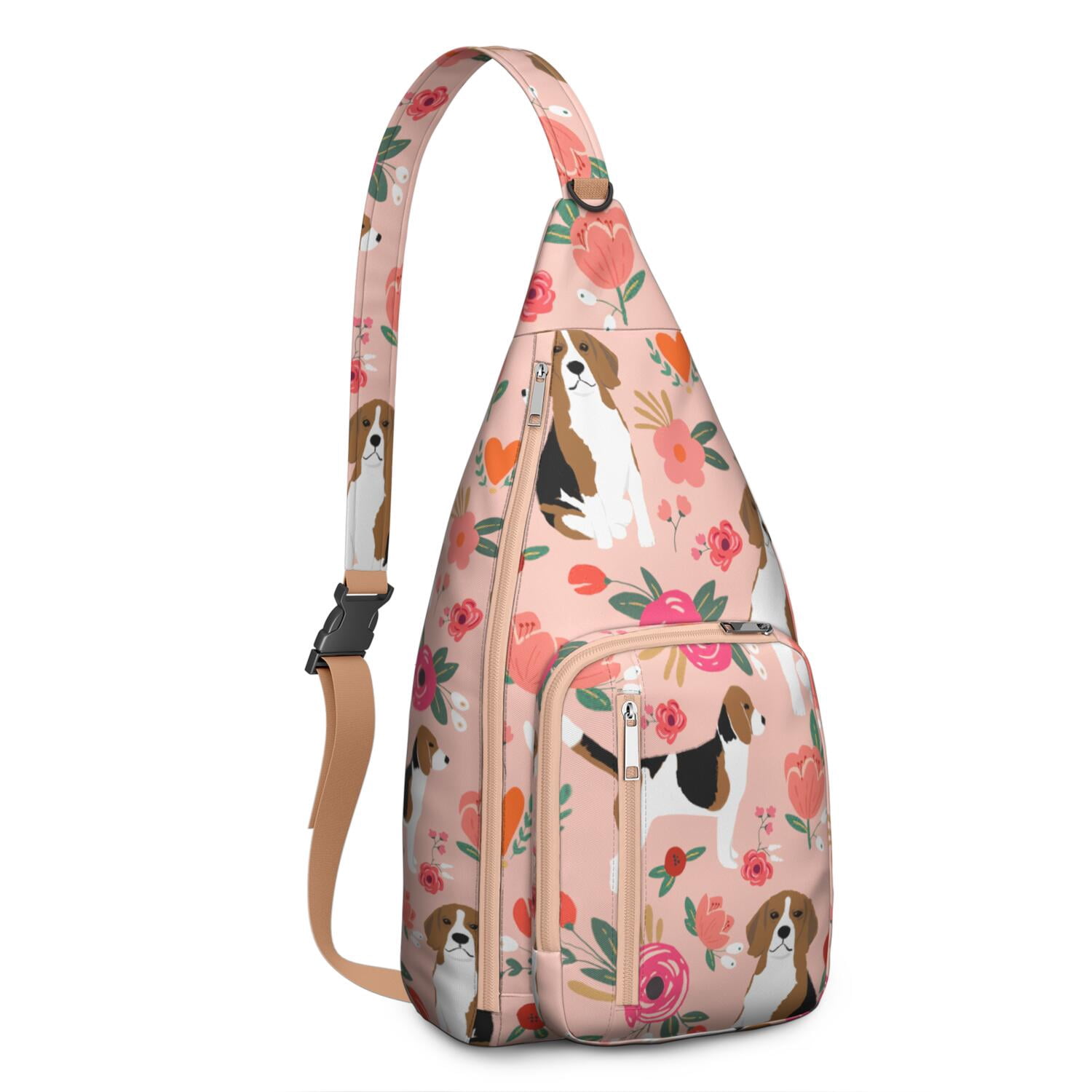 Pet Lover's Shoulder Bag - Hand-drawn Dog Graphic Sling Backpack (Lightweight Chest Bag, Easy Access Pockets)