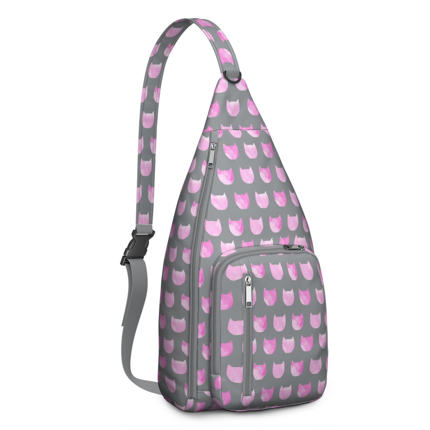 Pet Lover's Vintage Cat Sling Bag - Floral Cat Design Shoulder Backpack (Organized Multi-Pocket, Stylish & Functional)