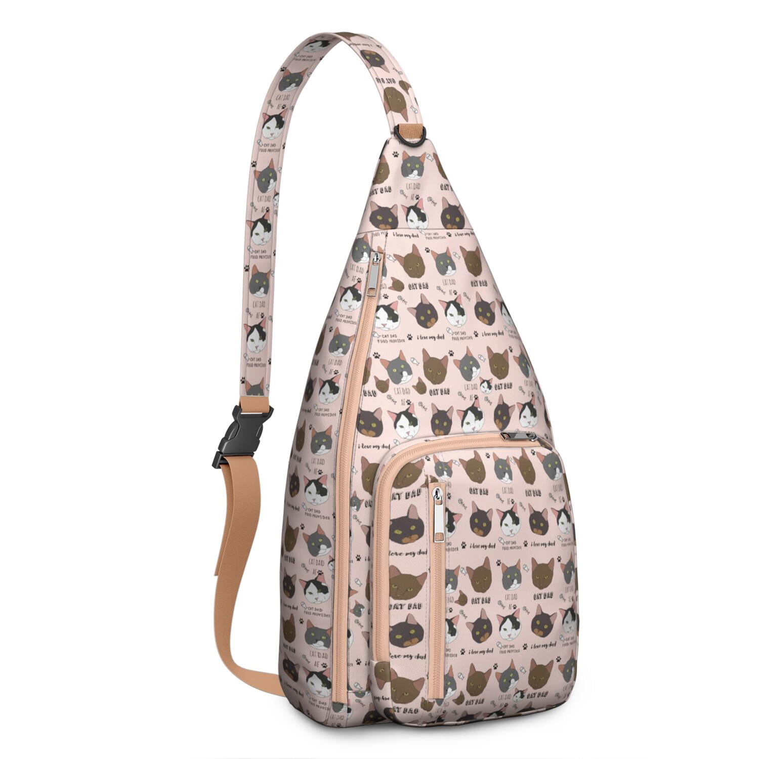 Pet Lover's Vintage Cat Sling Bag - Floral Cat Design Shoulder Backpack (Organized Multi-Pocket, Stylish & Functional)