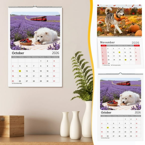 Pet Lovers 2026 Custom Photo Wall Calendar | 12 Monthly Pet-Themed Photos + Cover | Large Writable Date Squares | Glossy Thick Paper | 29.7x21cm | 1 Calendar
