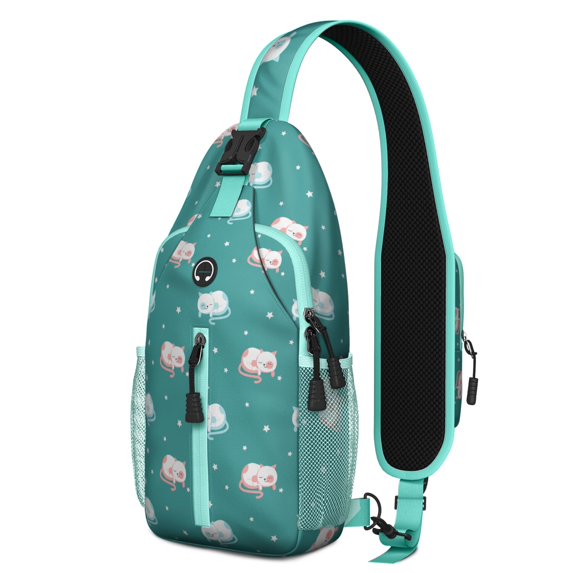 Cat Pattern Rucksack Pet Lovers Cat Pattern Sling Backpack, Lightweight Crossbody Daypack ...