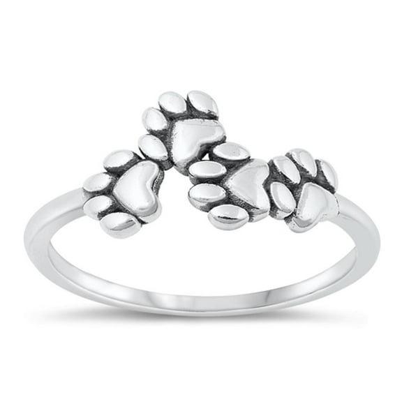 Pet Lovers Ring .925 Sterling Silver Paw Print Band Jewelry Female Male Unisex Size 4