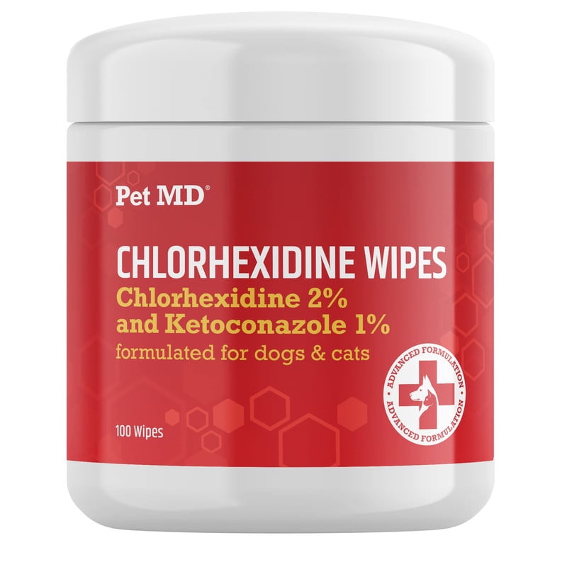 Pet MD Chlorhexidine Wipes for Dogs and Cats Cat and Dog Hot Spot