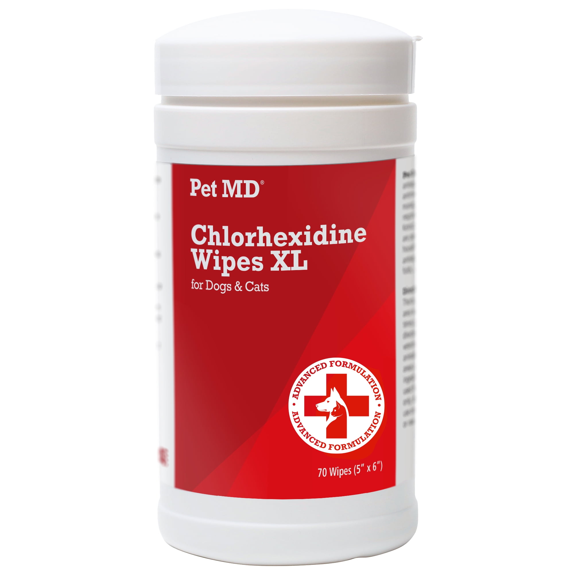 Pet MD Chlorhexidine Wipes XL with Aloe for Dogs and Cats Medicated