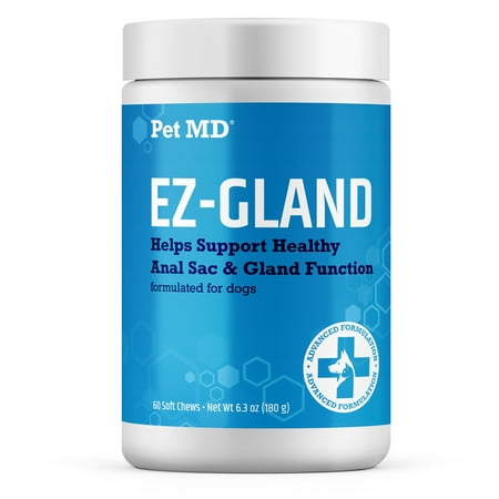 Pet MD EZ Gland Dog Anal Gland Support Chews with Pumpkin & Fiber, Digestive Aid & Stool Firmer, 60 Soft Chews