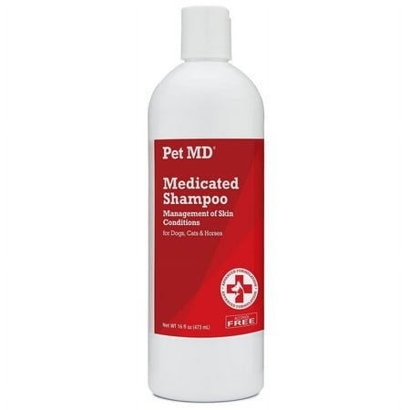 Pet MD Medicated Shampoo for Dogs, Cats and Horses with Chlorhexidine - Soap and Paraben Free - 16 oz