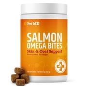Pet MD Salmon Oil Omega 3 for Dogs - Advanced Allergy & Itch Relief for Dogs - Omega 3 & 6, EPA & DHA, Fish Oil Omega 3 Soft Chews - 120 Count