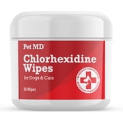 Pet MD Chlorhexidine Topical Wipes for Cleansing - with Aloe for Cats and Dogs - 50 Count