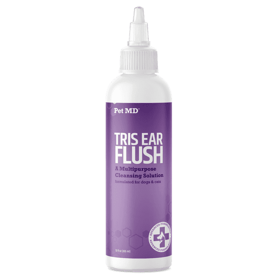 Pet MD Tris Ear Flush for Dogs and Cats Ear Cleaner - Infection Treatment, 12 oz