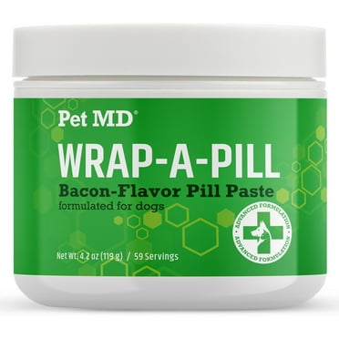 Pet MD Wrap A Pill Bacon Flavor Pill Paste for Dogs - Create a Pocket to Hide Pills and Medication - 59 Servings