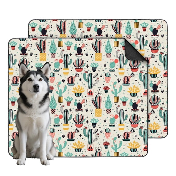 Pet Maintenance 35"x41" Reusable Dog Pee Pads, Washable House Pads with Non-Slip Grip and Decorative Plant Design Patterns