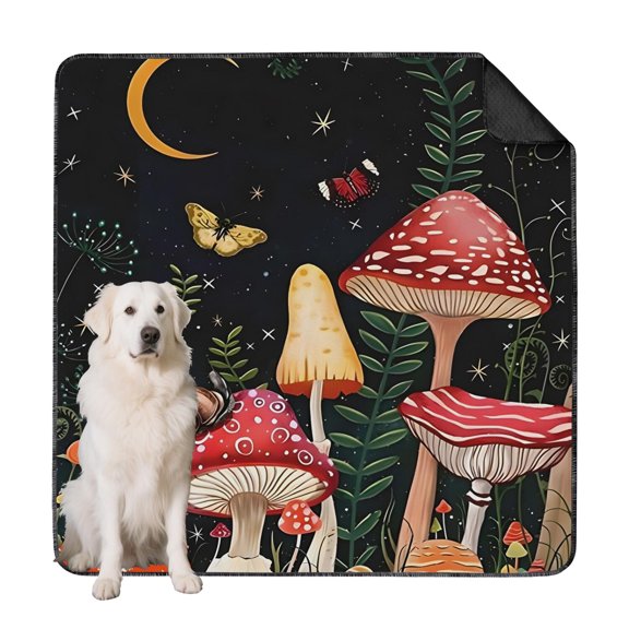 Pet Maintenance 72"x72" Reusable Dog Pee Pads, Washable House Pads with Non-Slip Grip and Decorative Plant Design Patterns