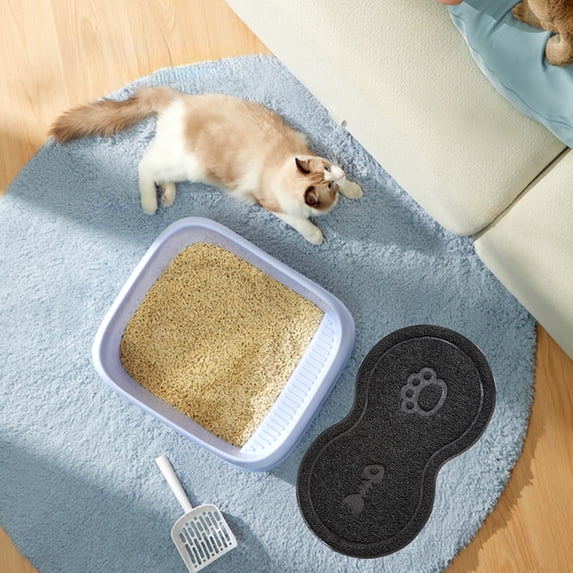 Pet Mat, Cats Bowl Mat, PVC Watersafe Non Slip Cats Litter Mat, Dog Food Bowl Mat, Pet Food Mat for Floor, 17x10 Inches, Durable and Long-Lasting Cat Bowl Mat