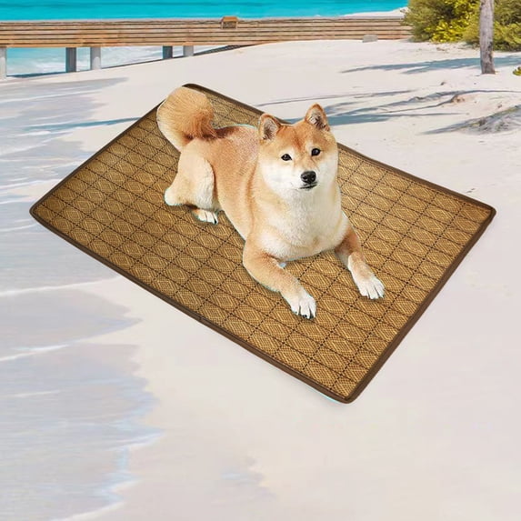 Pet Mat Cooling Pad, Rattan Woven Design, Breathable & Non-slip, Portable Foldable Bed for Dogs Cats, Summer Travel Beach Camping, Topliu