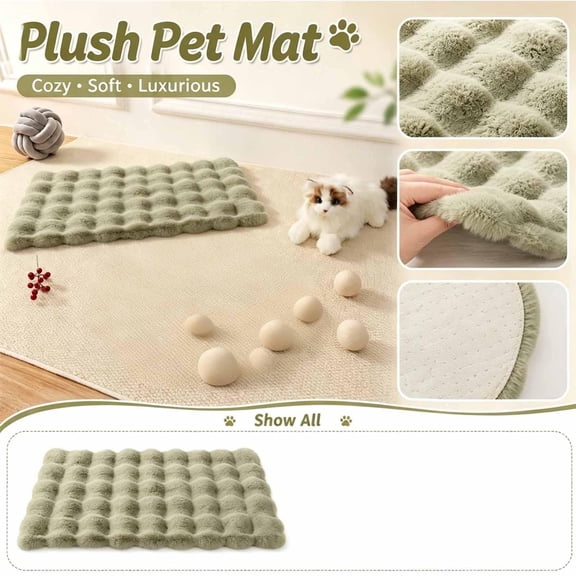 Pet Mat, Sage Green Rug, Faux Rug, Plush Rug, Rug for Bedroom, 20X15 Inch Bubble Textured Soft Floor Rug, Water Absorbent Non-Slip Rug Mat Suitable for Pets to Rest and Nap