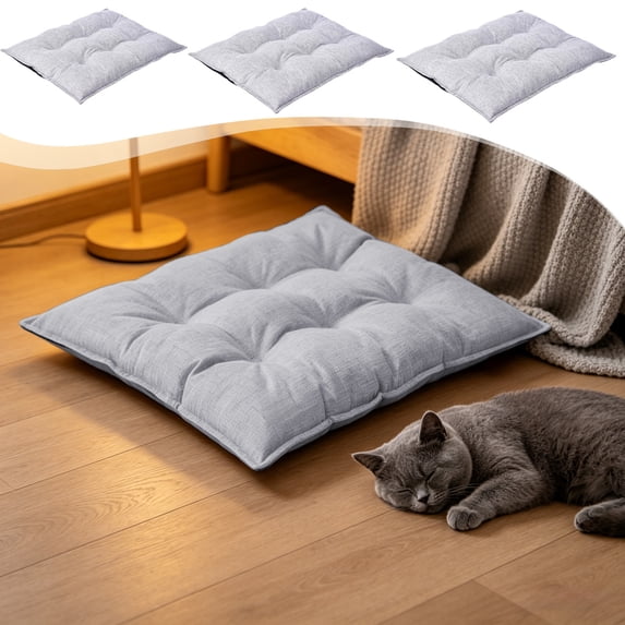 Pet Mat for Small Pets with Soft Linen-Like Fabric, Reinforced Stitching & Washable Anti-Flatten Padding, Suitable for Restful Sleep, 13.8x17.7in by MPOISVA