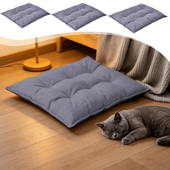 Pet Mat for Small Pets with Soft Linen-Like Fabric, Reinforced Stitching & Washable Anti-Flatten Padding, Suitable for Restful Sleep, 13.8x17.7in by MPOISVA