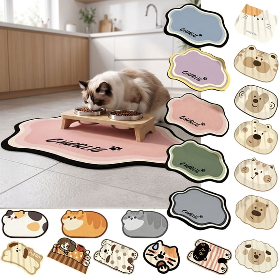 Pet Mats for Food and Water Pet Feeding Mat Fast-Drying Absorbent Non-Slip Cats Dog Bowl Mat Pet Food Water Absorbent Pet Mat