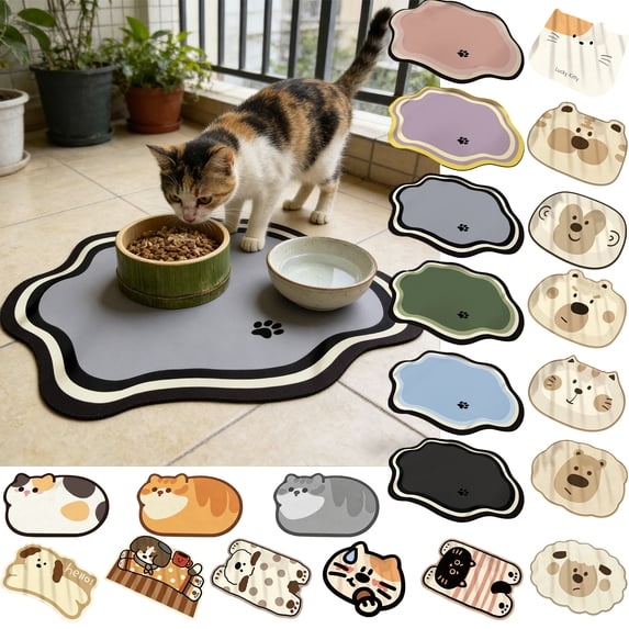 Pet Mats for Food and Water Pet Feeding Mat Fast-Drying Absorbent Non-Slip Cats Dog Bowl Mat Pet Food Water Absorbent Pet Mat