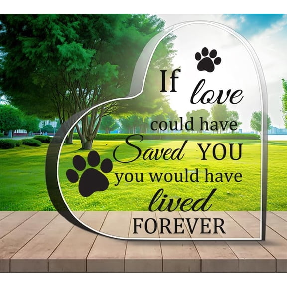 Pet Memorial Acrylic Heart Decor, 6 x 6 inches, Sympathy Gift for Loss, Remembrance Keepsake for Cat, Bereavement Crystal Acrylic Gift