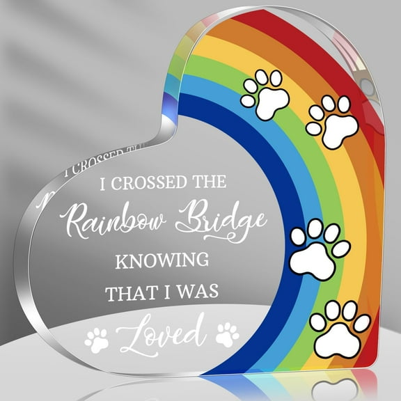 Pet Memorial Acrylic Rainbow Bridge Gifts for Dogs, Condolences Gifts for Pet Loss Remembrance Keepsake, Sympathy Gift for Loss of Dog Cat, Dog Passing Away Bereavement Gifts (White)