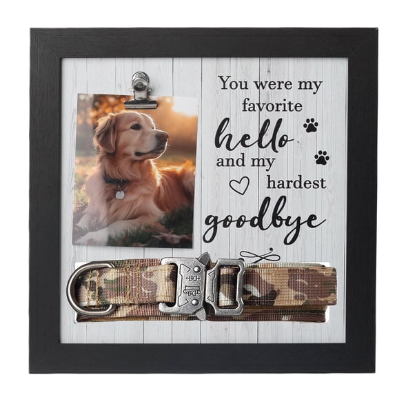Pet Memorial Frame with Collar Holder – Dog and Cat Loss Remembrance Gift – You Were My Favorite Hello and Hardest Goodbye – Sympathy Keepsake Frame for Pet Lovers
