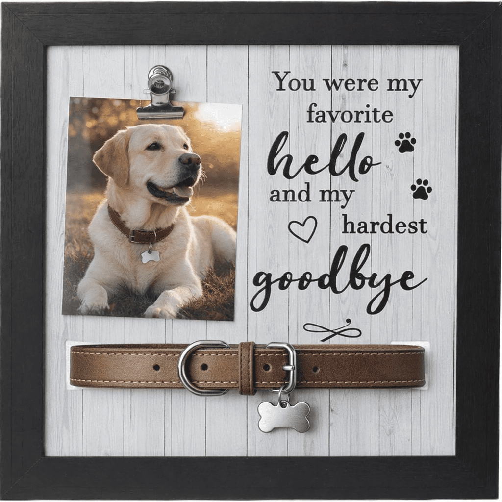 Pet Memorial Frame, Wooden Collar Holder Remembrance Frame with Quote ...